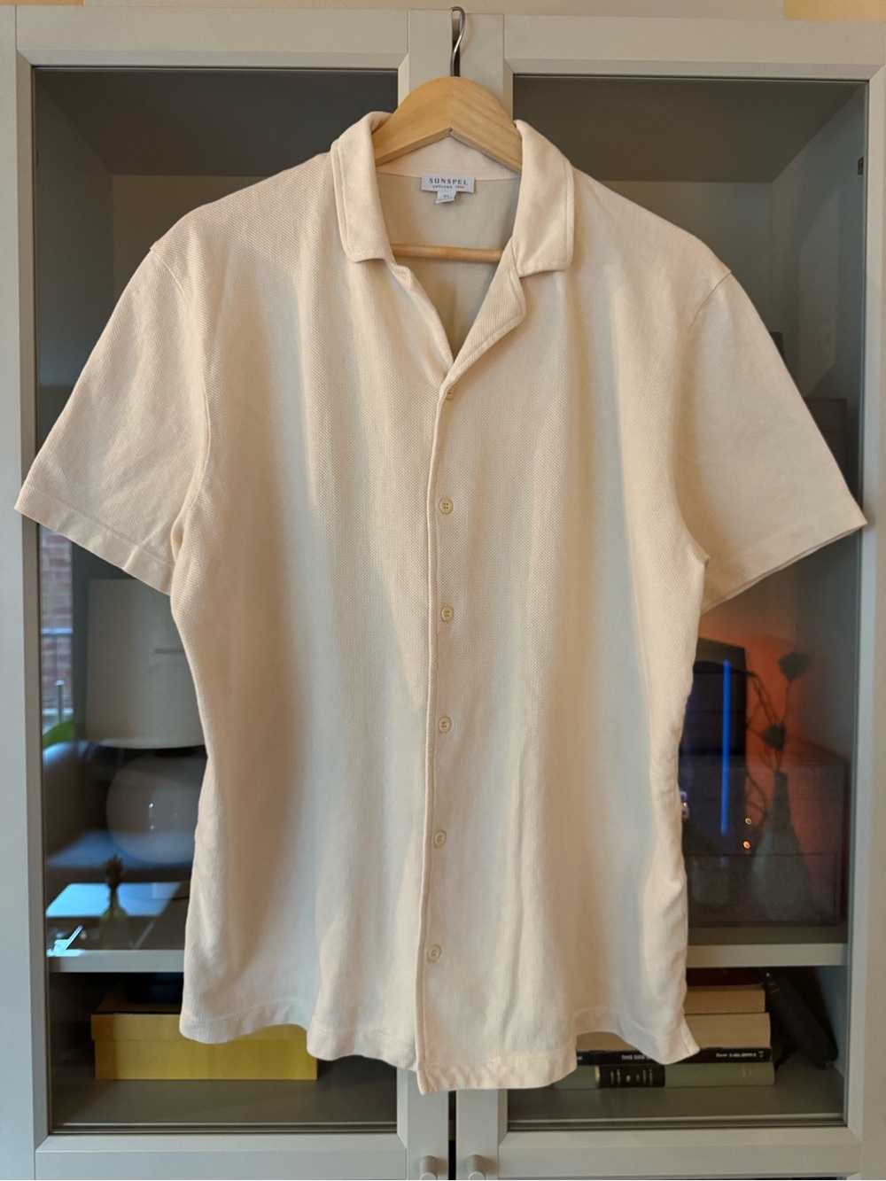 Sunspel White Camp Collar S-Sleeve Button Up